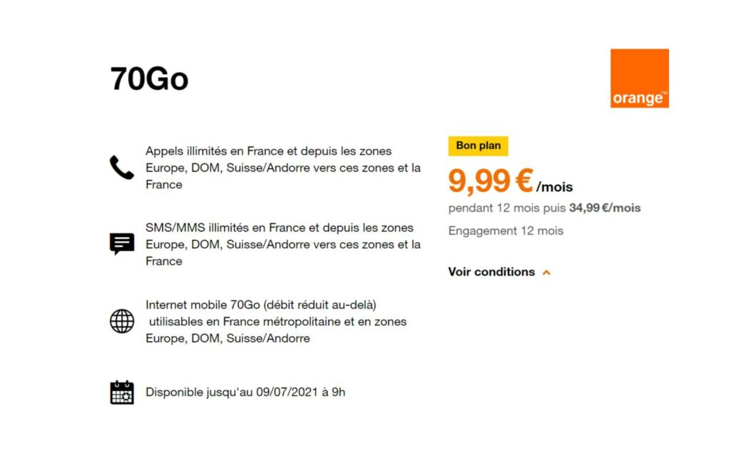 Orange 70 Go offre Orange 70 Go offre