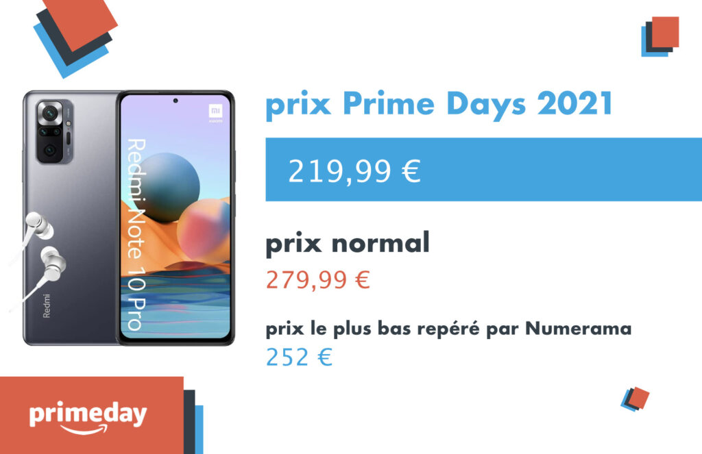 Le smartphone Xiaomi Redmi Not 10 Pro pendant les Amazon Prime Days Le smartphone Xiaomi Redmi Not 10 Pro pendant les Amazon Prime Days