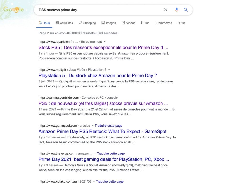 Des sites internet jouent sur l'ambiguité de la présence de la PS5 sur Amazon pendant les Prime Days