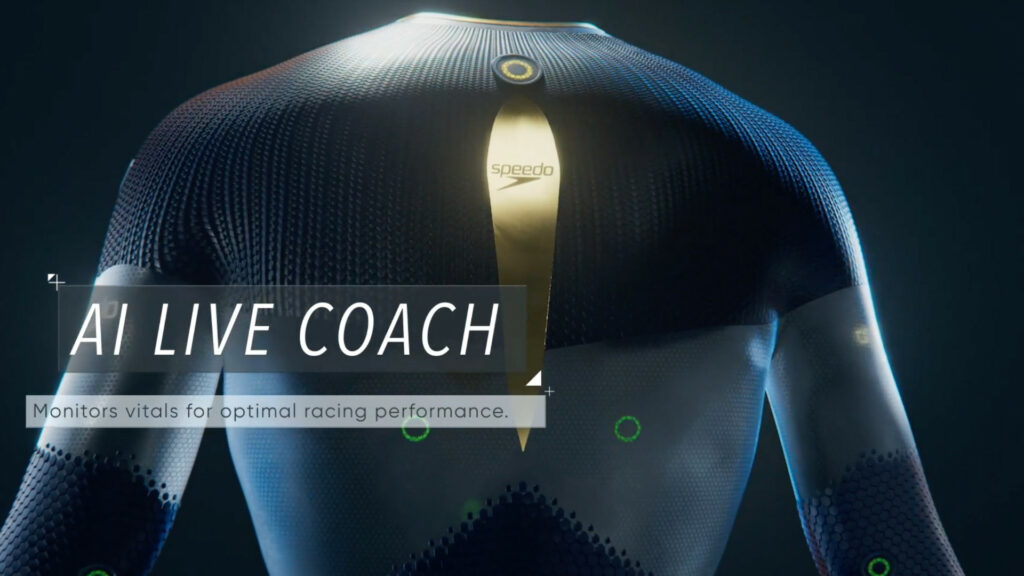 Le FastSkin 4.0 de Speedo devrait augmenter de 4 % la vitesse des nageurs. // Source : Capture vidéo Speedo / Gizmodo 