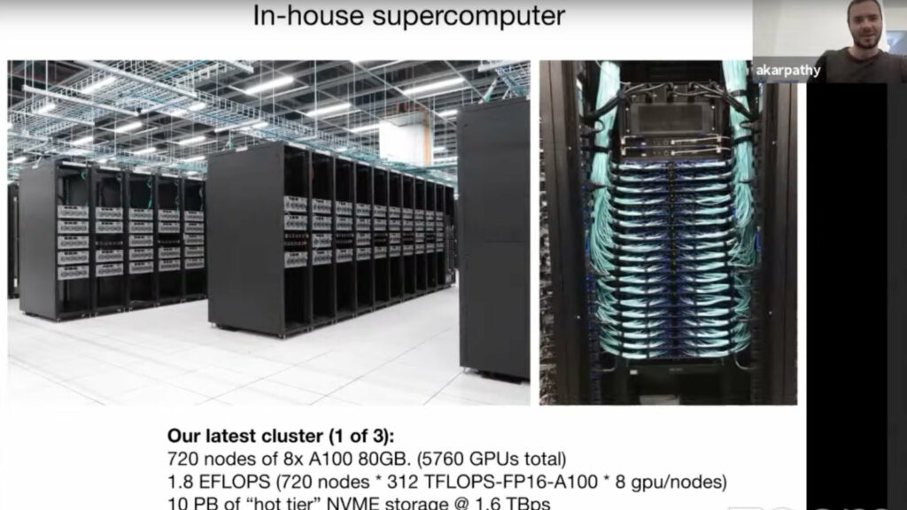 Les caractéristiques technique du superordinateurs Tesla // Source : CVPR 2021