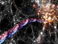 Vue d'artiste des filaments cosmiques. // Source : AIP/ A. Khalatyan/ J. Fohlmeister (image recadrée)