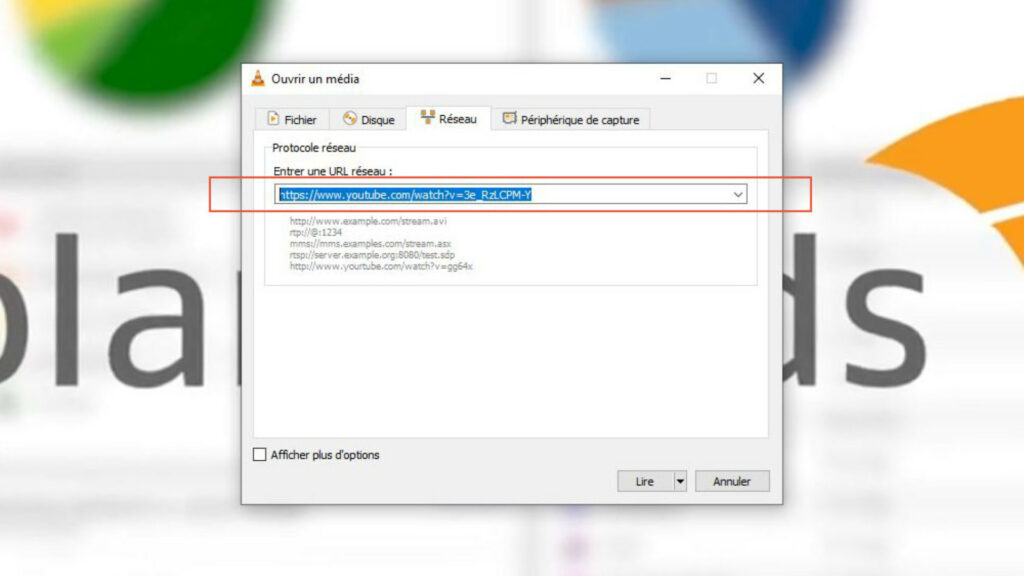 L'emplacement dans lequel il faut coller le lien de la vidéo YouTube. // Source : Capture d'écran