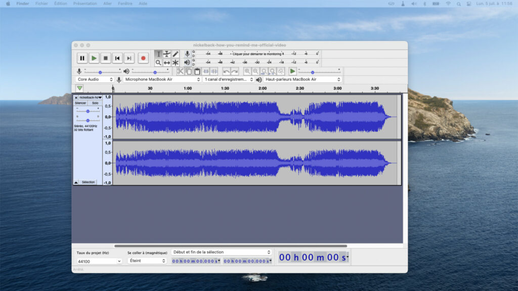 Audacity en version 3.0.2 sur macOS // Source : Capture d'écran Audacity en version 3.0.2 sur macOS // Source : Capture d'écran