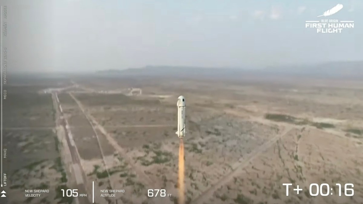 Le décollage de Blue Origin le 20 juillet 2021 // Source : YouTube/Blue Origin