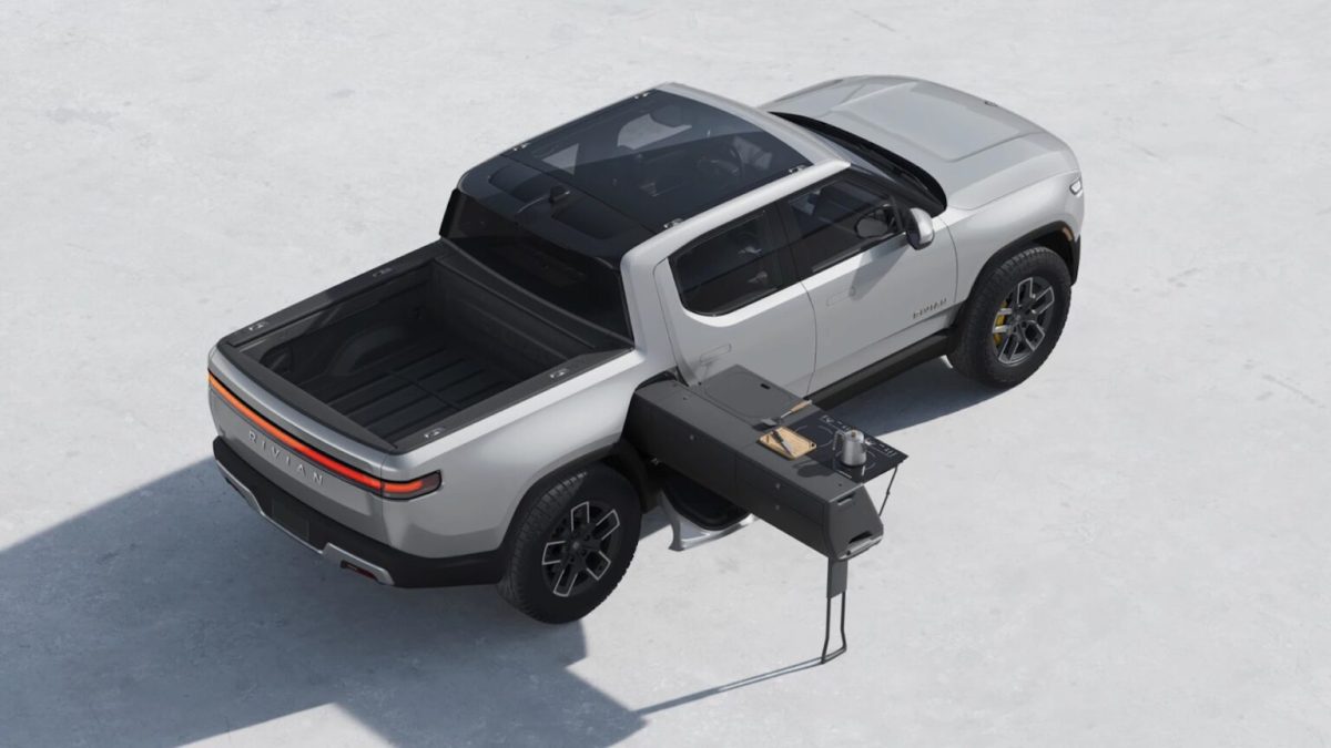 Cuisine intégrée dans le pickup de Rivian // Source : Rivian