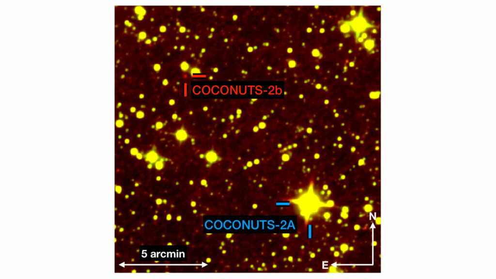 COCONUTS-2b et l'étoile COCONUTS-2A. // Source : arXiv, Zhang, Liu, Claytor, Best, Dupuy, Siverd