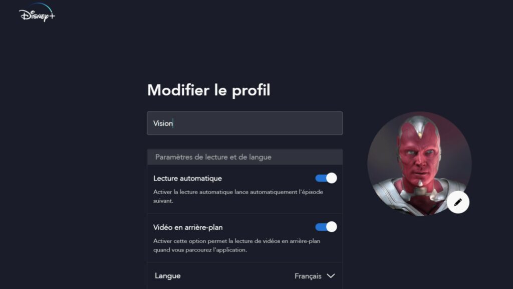 C'est dans la page Profil que vous pouvez désactiver l'autoplay. // Source : Capture d'écran