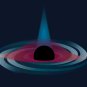 Illustration des rayons émis par le trou noir. // Source : ESA