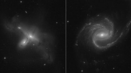 ARP-MADORE2115-273, à gauche. ARP-MADORE0002-503, à droite. // Source : NASA, ESA, STScI, Julianne Dalcanton (UW), Alyssa Pagan (STScI)