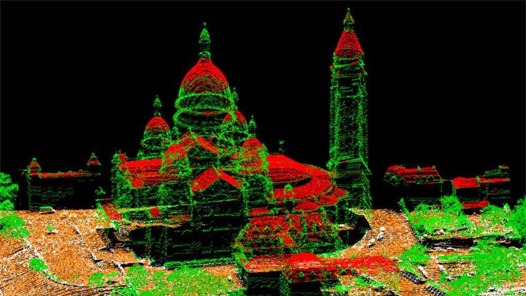 La basilique du Sacré-Coeur en relevé LiDAR // Source : IGN La basilique du Sacré-Coeur en relevé LiDAR // Source : IGN