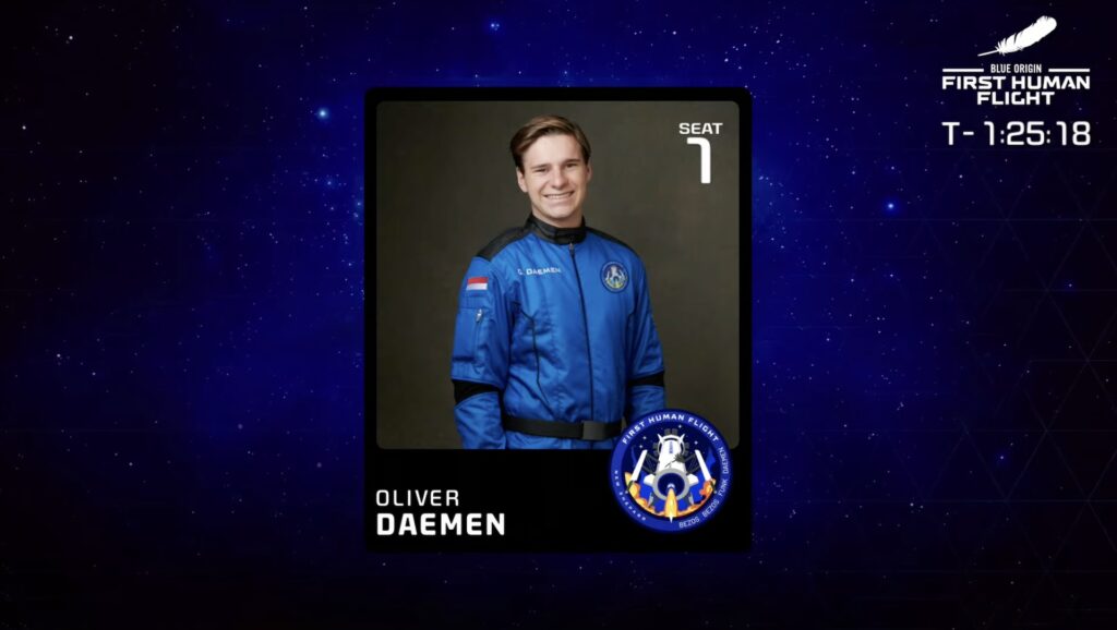 Oliver Daemen est le plus jeune à aller dans l'espace // Source : YouTube/Blue Origin