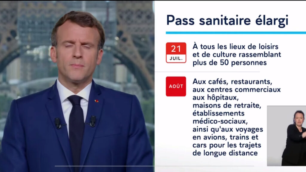 Pass sanitaire. // Source : Capture d'écran Emmanuel Macron