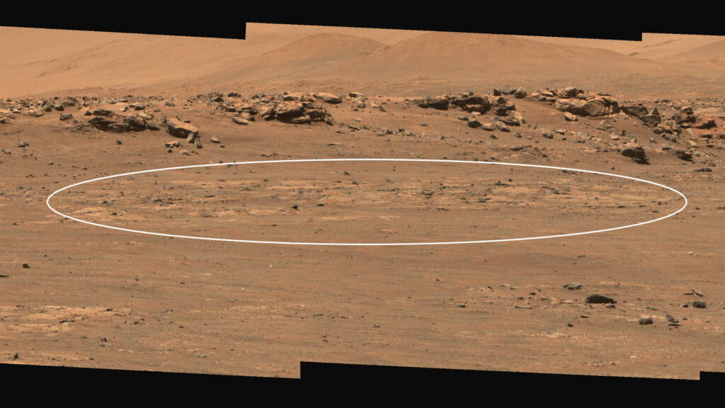 La zone dans laquelle Perseverance devrait collecter son premier échantillon martien. // Source : NASA/JPL-Caltech/ASU/MSSS (photo recadrée)