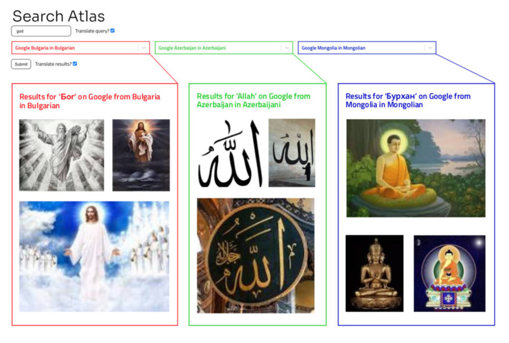 Un exemple de recherche Search Atlas pour « god » // Source : Search Atlas 
