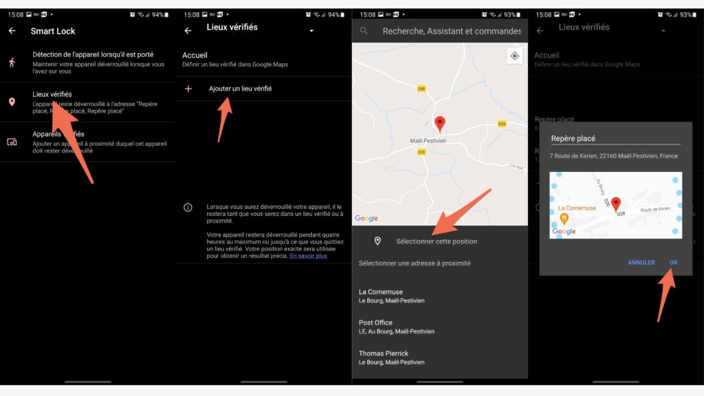 Comment ajouter une adresse sur Smart Lock // Source : Capture d'écran Numerama