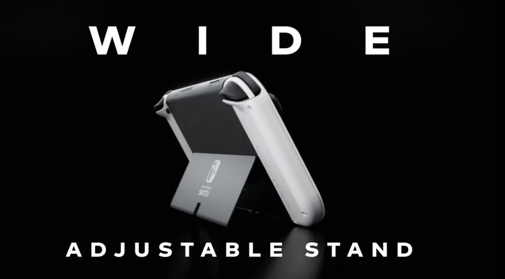 Le stand retractable plus grand de la Switch Pro OLED // Source : YouTube/Nintendo
