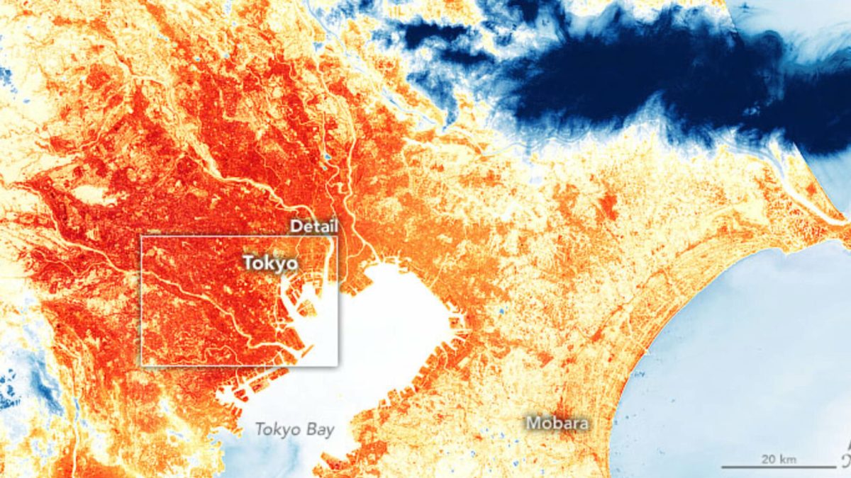 Les athlètes des JO de Tokyo doivent faire face à une vague de chaleur humide // Source : Observatoire de la Terre de la Nasa