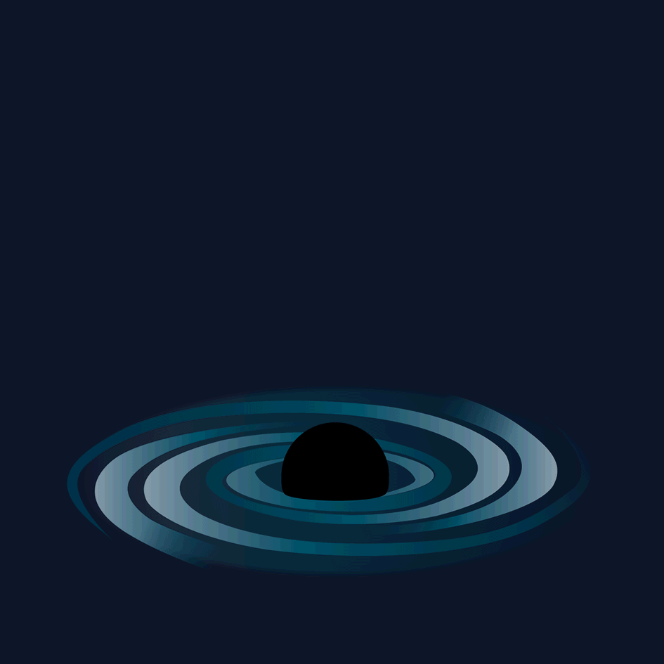 Animation des rayons X émis depuis l'arrière du trou noir. // Source : ESA