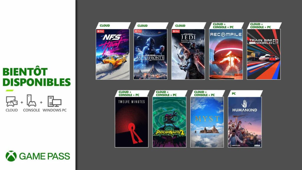 Xbox Game Pass en août // Source : Microsoft