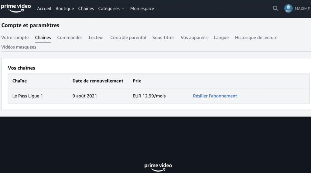 Amazon Prime Video Ligue 1 // Source : Capture d'écran Amazon Prime Video Ligue 1 // Source : Capture d'écran