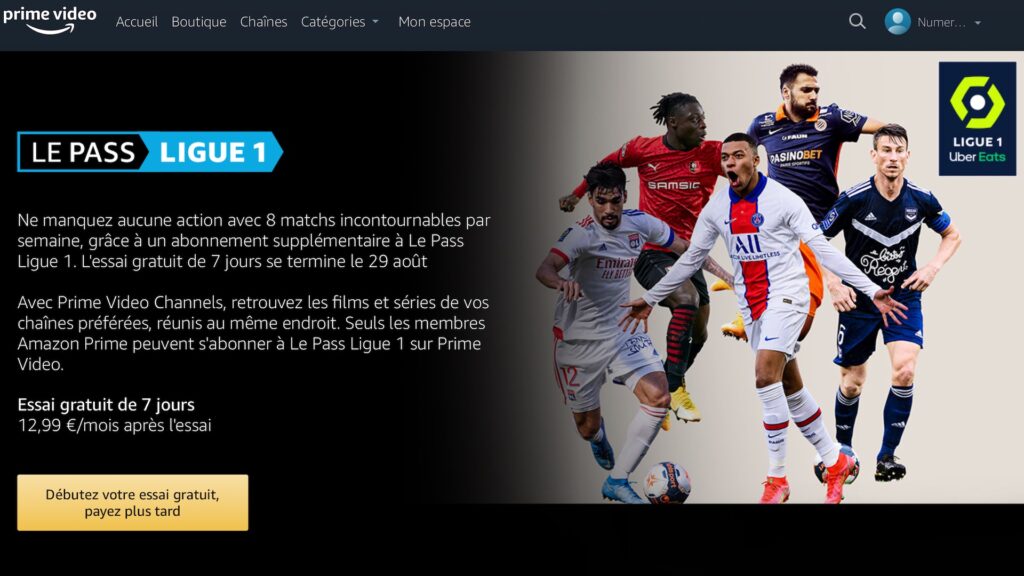 Comment s'abonner à Amazon pour regarder le foot // Source : Capture d'écran Comment s'abonner à Amazon pour regarder le foot // Source : Capture d'écran