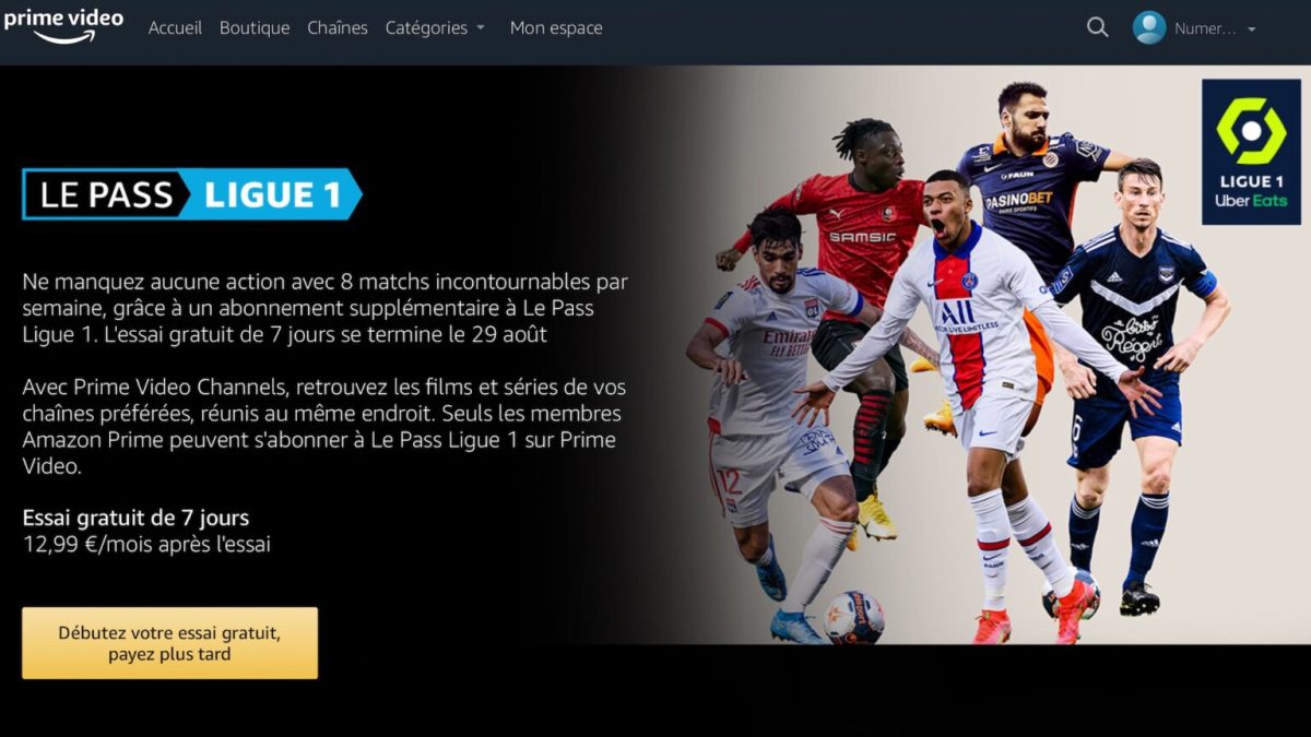 Comment s'abonner à Amazon pour regarder le foot // Source : Capture d'écran