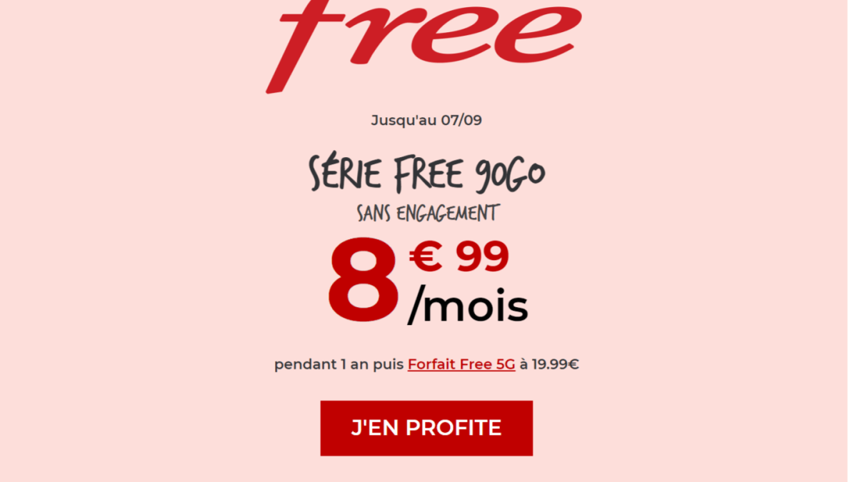 Détails du forfait 90 Go à 8,99 euros par mois // Source : Free.