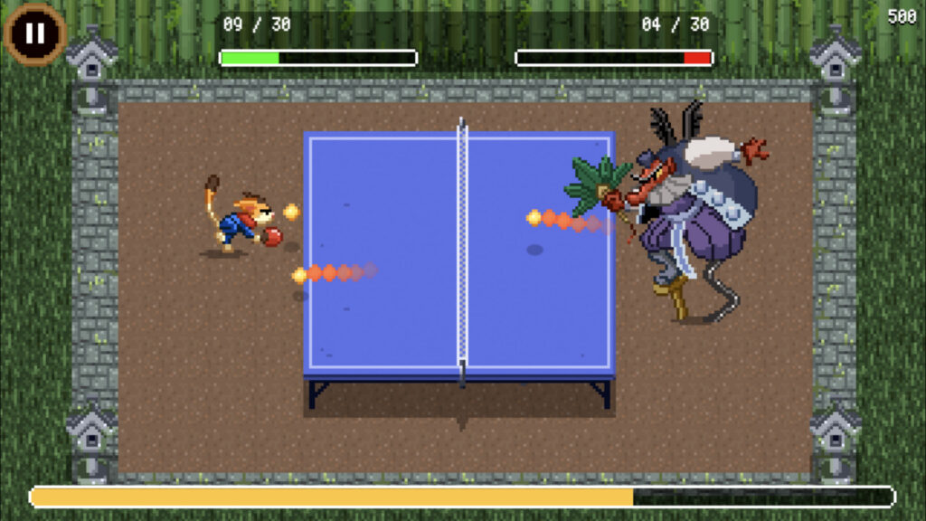 Prise d'écran du mini-jeu du tennis de table