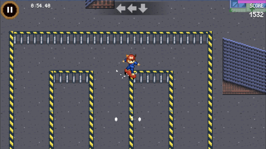 Prise d'écran du mini-jeu du skateboard