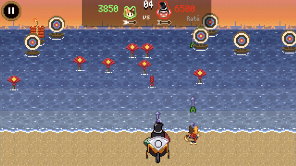 Prise d'écran du mini-jeu du tir à l'arc