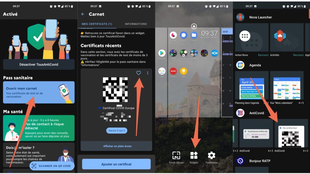 La procédure pour ajouter son pass sanitaire en widget sur Android