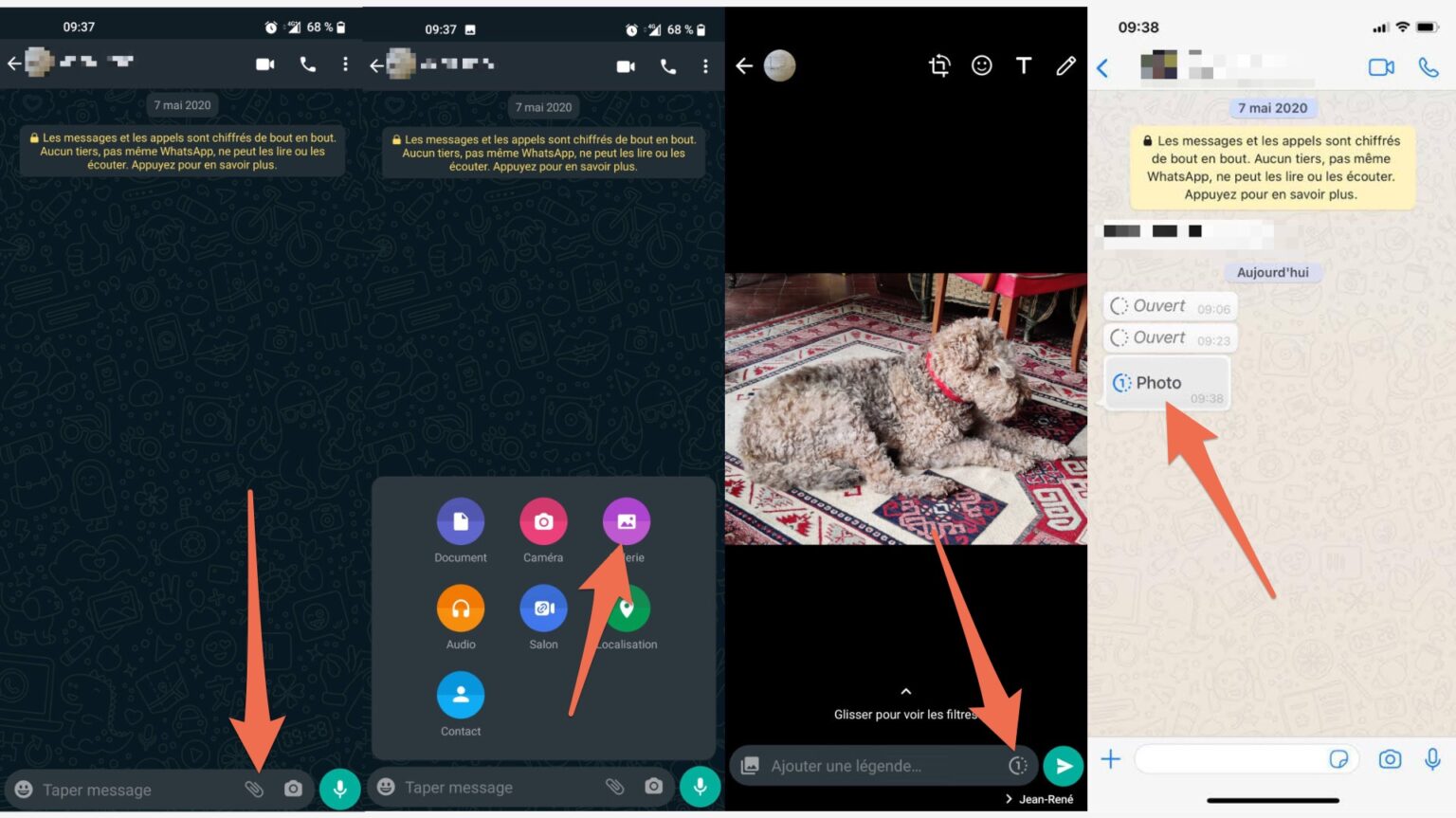 comment envoyer une photo sur whatsapp qui s'efface automatiquement