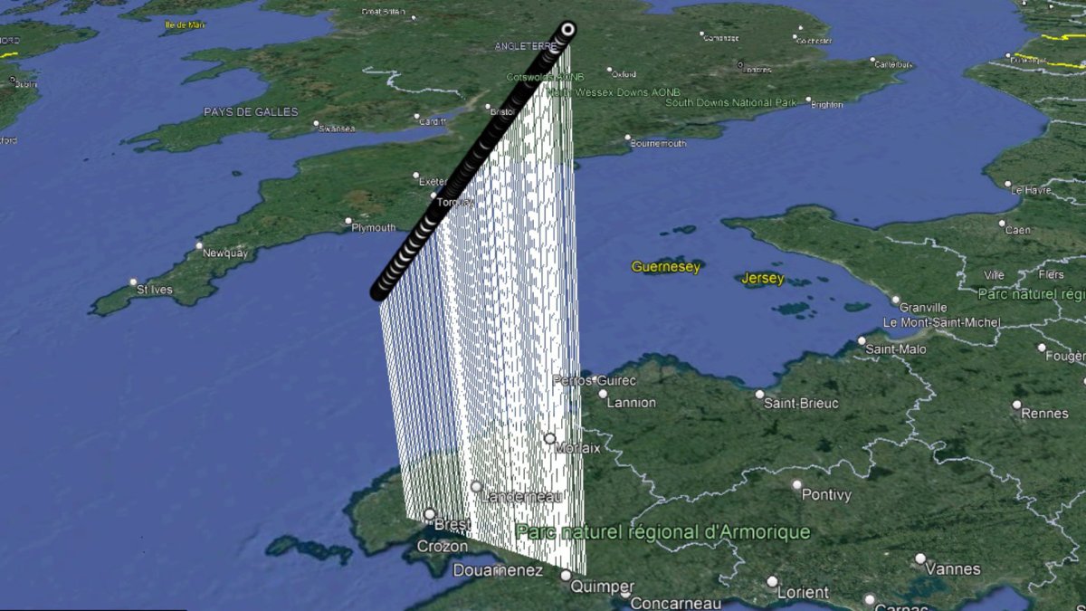 Trajectoire du bolide. // Source : Fripon/Vigie-Ciel (image recadrée)