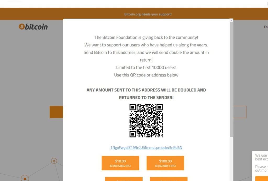 La page d'accueil du site bitcoin.org // Source : Capture d'écran