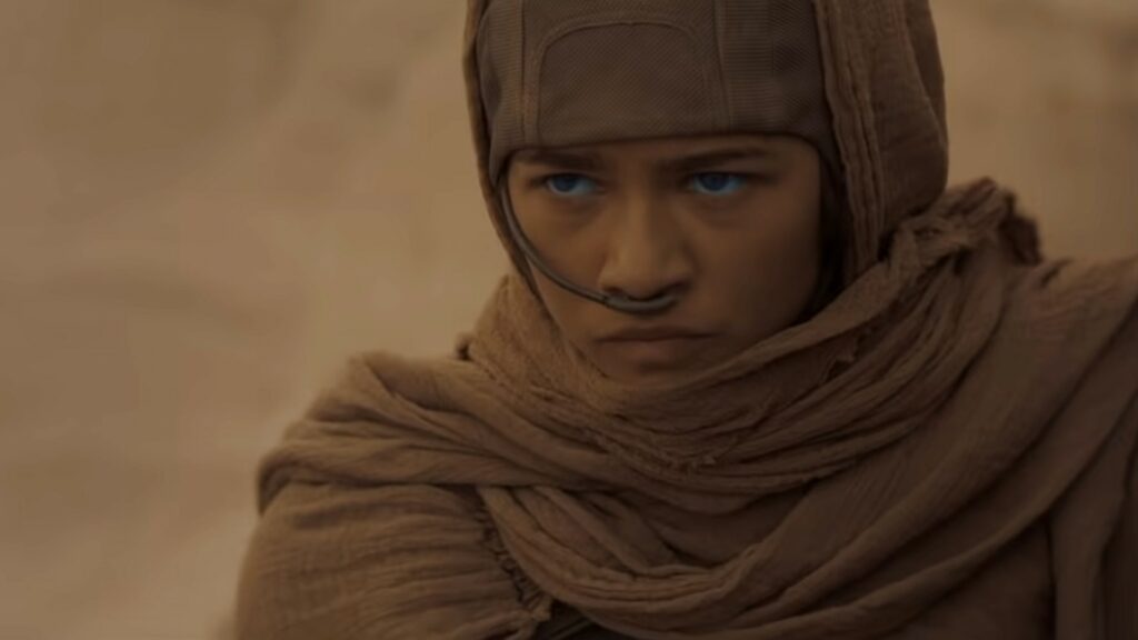 Chani (Zendaya) is part of the Fremen, the native people of Arrakis.  // Source: Warner