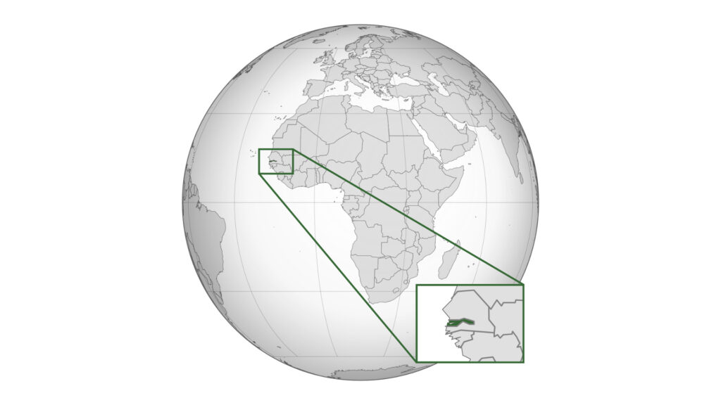 La Gambie sur un planisphère // Source : Wikimedia Commons/CC/Flappiefh