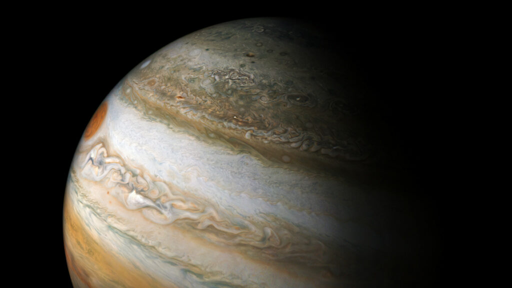 Hémisphère sud de Jupiter. // Source : Flickr/CC/NASA/JPL-Caltech/SwRI/MSSS/Kevin M. Gill Hémisphère sud de Jupiter. // Source : Flickr/CC/NASA/JPL-Caltech/SwRI/MSSS/Kevin M. Gill