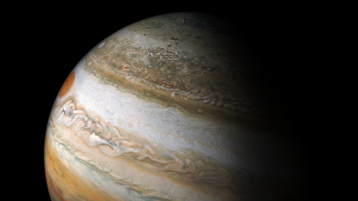 Hémisphère sud de Jupiter. // Source : Flickr/CC/NASA/JPL-Caltech/SwRI/MSSS/Kevin M. Gill