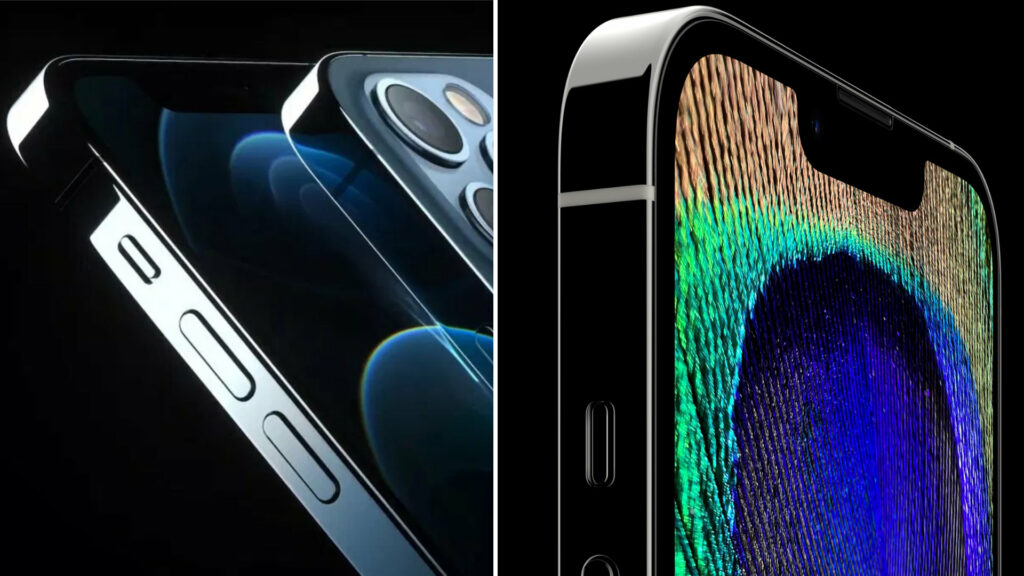 L'iPhone 12 Pro à gauche, 13 Pro à droite // Source : Apple