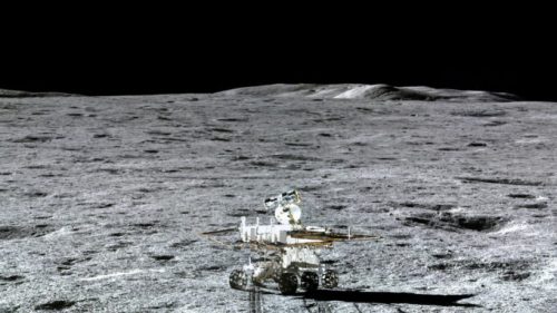 Le rover Yutu 2 sur la Lune. // Source : Flickr/CC/CSNA/Siyu Zhang/Kevin M. Gill (image recadrée)
