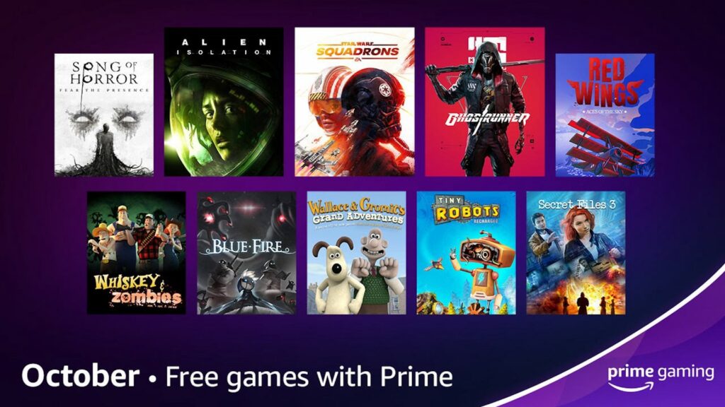 Les jeux offerts avec Amazon Prime en octobre // Source : Amazon