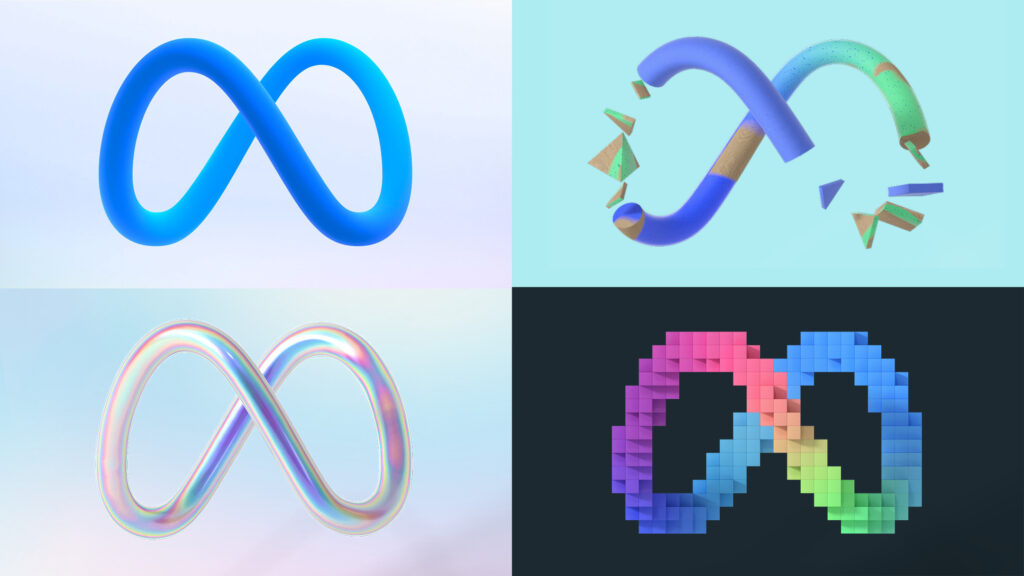 Le logo de Meta est pensé pour pouvoir prendre plusieurs formes et plusieurs couleurs // Source : Meta