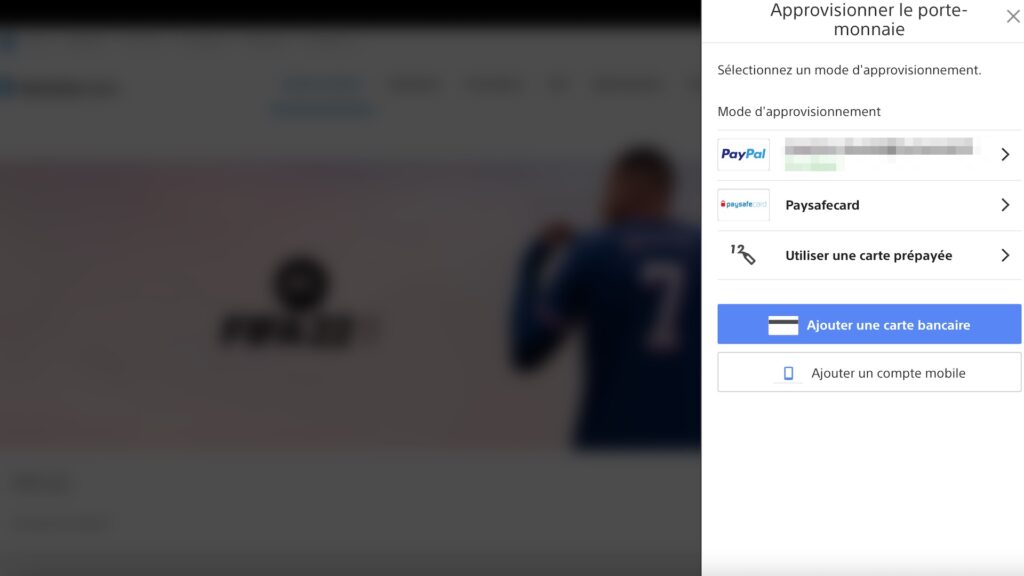 Comment alimenter son porte-monnaie virtuel PlayStation sur PC // Source : Capture d'écran
