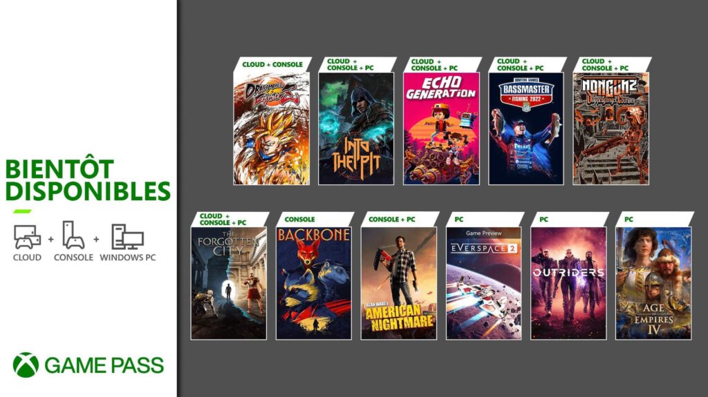 Xbox Game Pass en octobre // Source : Microsoft 