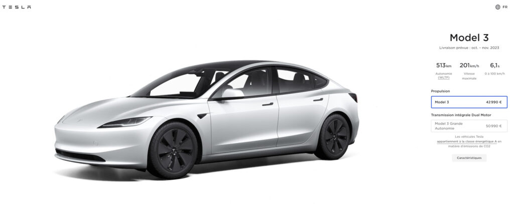 Tesla Model 3 (2023) // Source : Capture d'écran