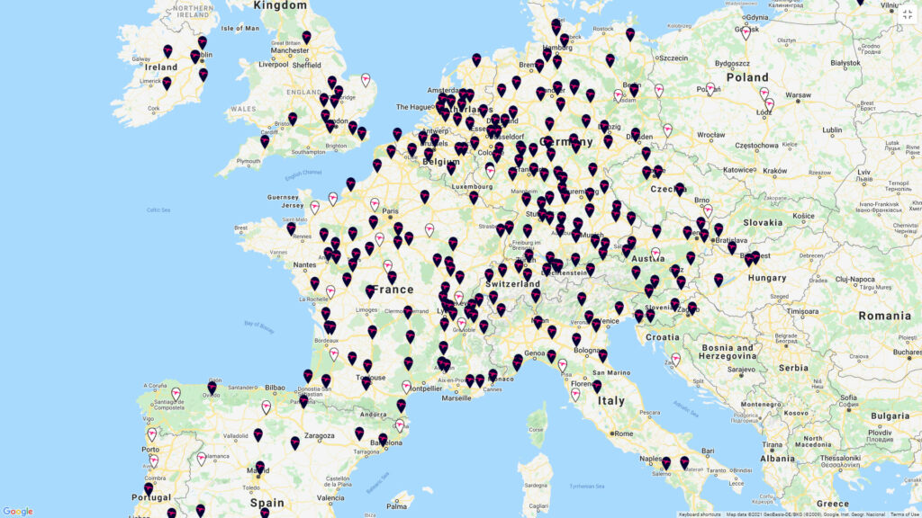 Carte d'implantation des stations Ionity // Source : Ionity Carte d'implantation des stations Ionity // Source : Ionity