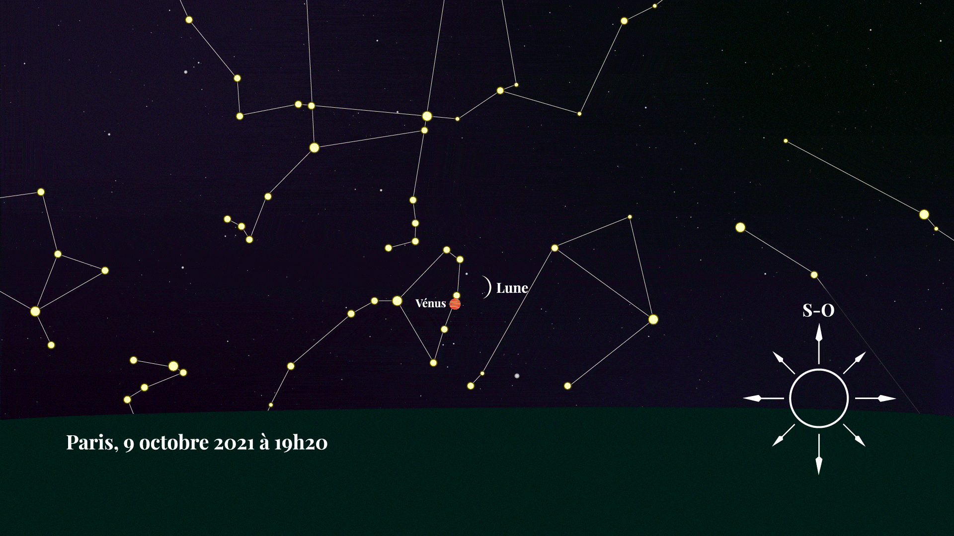 Regardez à gauche du croissant lunaire : voilà Vénus ! // Source : Nino Barbey pour Numerama