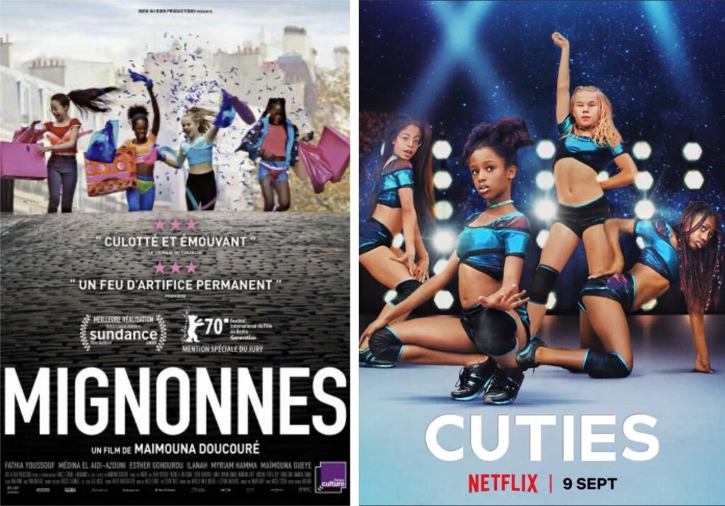 L'affiche officielle de Mignonnes, versus l'affiche créée par Netflix pour sa plateforme L'affiche officielle de Mignonnes, versus l'affiche créée par Netflix pour sa plateforme