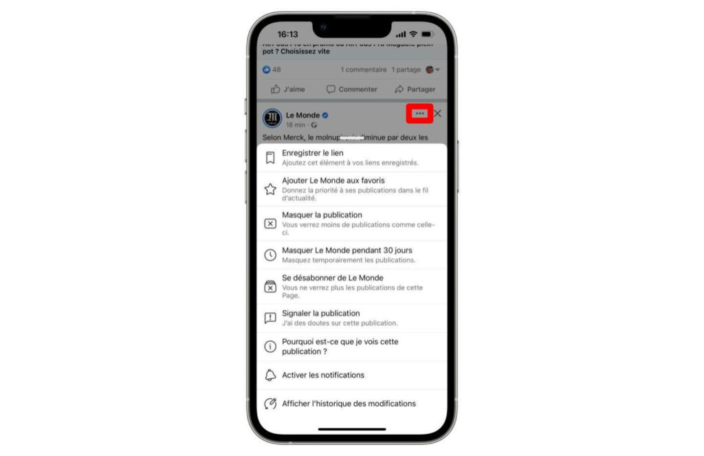 Voici les options qui se cachent derrière l'icône des trois points d'une publication Facebook Voici les options qui se cachent derrière l'icône des trois points d'une publication Facebook